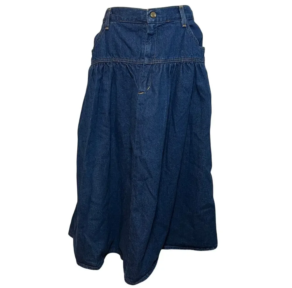 VTG 70s American Profile Jeanswear Denim Maxi Skirt Whimsigoth Western Boho